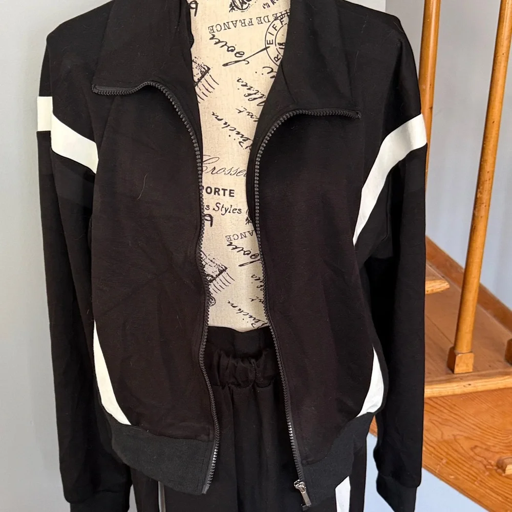 Women's Black and White Track Suit - Picture 3 of 6